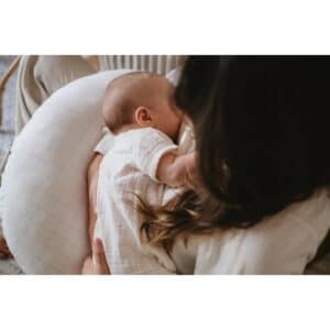 Coussin de Maternité Nomade Mini Moon Jersey Grid Beige - Candide – Image 5