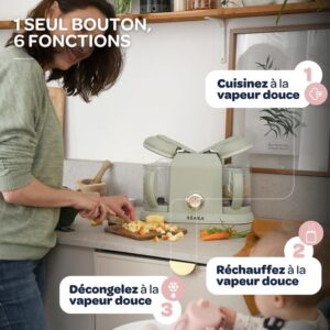 Robot Cuiseur Vapeur Bébé Babycook Duo Misty Green 6 en 1 - BÉABA – Image 2