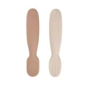 Lot 2 pré-cuillères d'apprentissage silicone praline argile - BEABA – Image 1