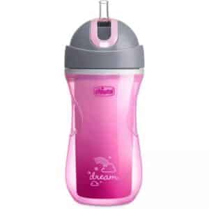 Gourde à paille avec paille 266 ml rose 14m+ parois isolante - Chicco – Image 5