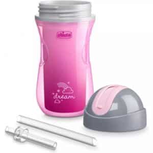 Gourde à paille avec paille 266 ml rose 14m+ parois isolante - Chicco – Image 3