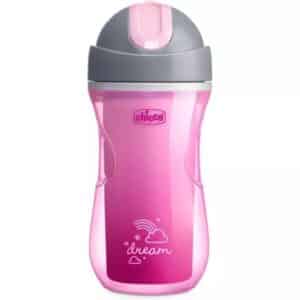 Gourde à paille avec paille 266 ml rose 14m+ parois isolante - Chicco – Image 6