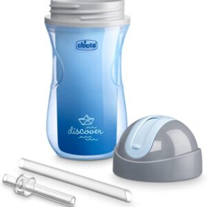Gourde à paille avec paille 266 ml bleu 14m+ parois isolante - Chicco – Image 3