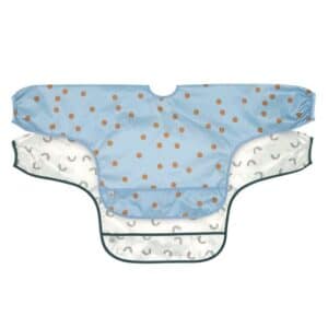 Lot de 2 bavoirs à manches Happy Rascals bleu - Lassig – Image 1