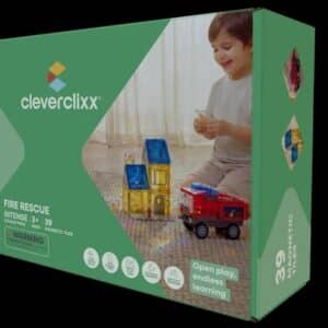 Tuiles Magnétiques Thème Pompiers, Jeu de Construction STEAM - CleverClixx – Image 1