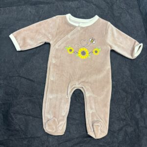 Grenouillere velours 1 mois - Chatounet – Image 1