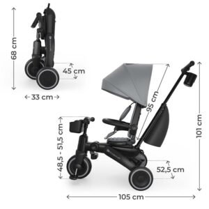Tricycle évolutif Jazz 3 Gris – 6 en 1, siège pivotant 360°, dès 9 mois jusqu’à 25 kg - Kinderkraft – Image 9